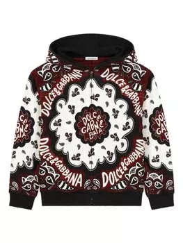Dolce & Gabbana Kids худи на молнии с принтом Bandana, черный