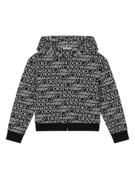 Dolce & Gabbana Kids худи на молнии с логотипом, черный