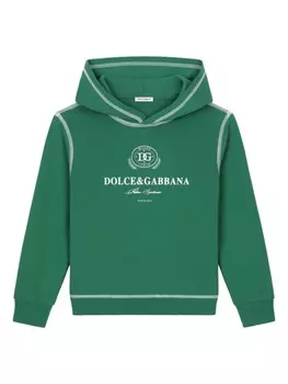 Dolce & Gabbana Kids худи с вышитым логотипом, зеленый
