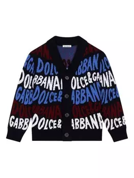 Dolce & Gabbana Kids кардиган с логотипом, черный
