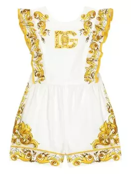 Dolce & Gabbana Kids комбинезон с принтом Majolica, белый