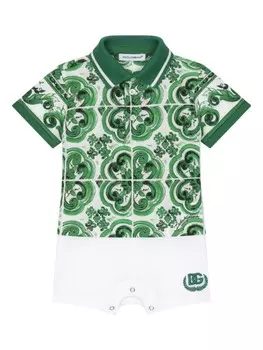 Dolce & Gabbana Kids комбинезон с принтом Majolica, зеленый