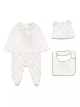 Dolce & Gabbana Kids комплект для новорожденного с нашивкой-логотипом, нейтральный цвет