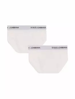 Dolce & Gabbana Kids комплект из двух боксеров с логотипом, белый