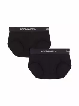 Dolce & Gabbana Kids комплект из двух боксеров с логотипом, черный