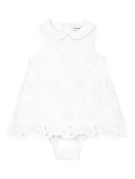 Dolce & Gabbana Kids комплект из платья и блумеров с английской вышивкой, белый