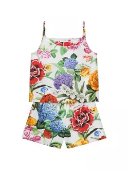 Dolce & Gabbana Kids комплект из рубашки и шортов с цветочным принтом, белый