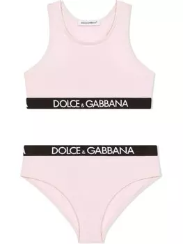 Dolce & Gabbana Kids комплект нижнего белья с логотипом, розовый