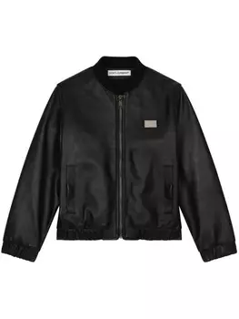Dolce & Gabbana Kids куртка из кожи наппа с логотипом, черный