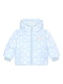 Dolce & Gabbana Kids куртка с капюшоном и логотипом, синий