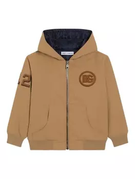 Dolce & Gabbana Kids куртка с капюшоном и логотипом, коричневый