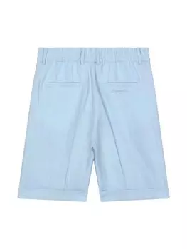 Dolce & Gabbana Kids льняные шорты с вышитым логотипом, синий