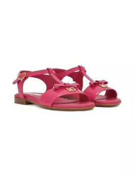 Dolce & Gabbana Kids лакированные босоножки с логотипом DG, розовый
