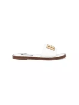 Dolce & Gabbana Kids лакированные шлепанцы с логотипом DG, белый