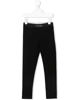 Dolce & Gabbana Kids леггинсы с поясом с логотипом, черный