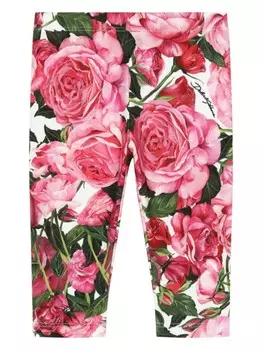 Dolce & Gabbana Kids леггинсы с принтом роз, розовый