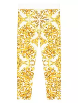 Dolce & Gabbana Kids легинсы с принтом Maiolica, желтый