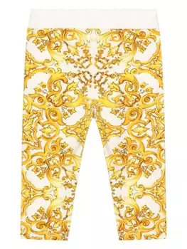 Dolce & Gabbana Kids легинсы с принтом Majolica, желтый