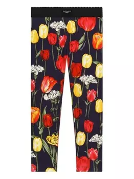 Dolce & Gabbana Kids легинсы с принтом, синий