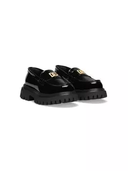Dolce & Gabbana Kids лоферы с логотипом DG, черный