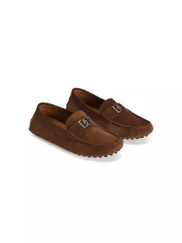 Dolce & Gabbana Kids лоферы с логотипом, коричневый