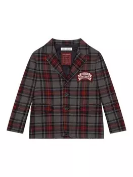 Dolce & Gabbana Kids однобортный блейзер с нашивкой-логотипом, серый