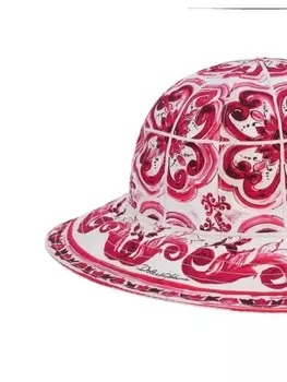 Dolce & Gabbana Kids панама с принтом Majolica, розовый