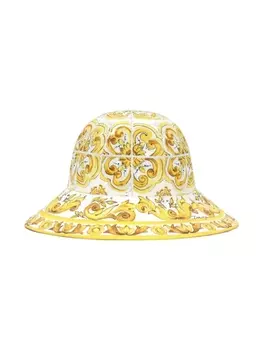 Dolce & Gabbana Kids панама с принтом Majolica, желтый