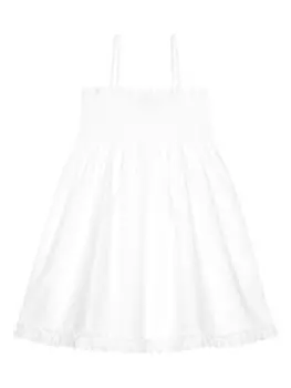 Dolce & Gabbana Kids платье без рукавов с английской вышивкой, белый