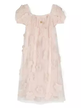 Dolce & Gabbana Kids платье из тюля с цветочной аппликацией, розовый