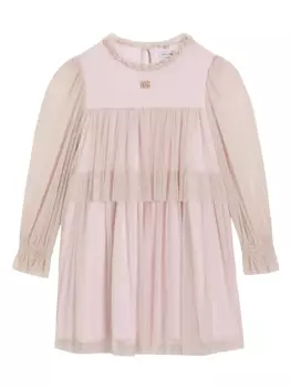 Dolce & Gabbana Kids платье из тюля пуэн-деспри, розовый