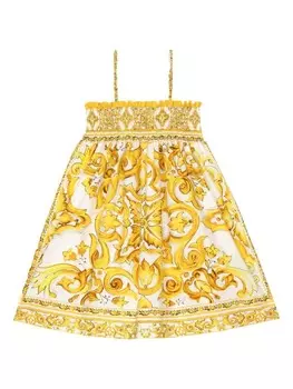 Dolce & Gabbana Kids платье Majolica на тонких бретелях, желтый