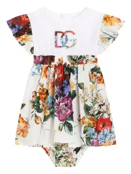 Dolce & Gabbana Kids платье с цветочным принтом, белый
