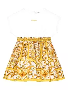 Dolce & Gabbana Kids платье с короткими рукавами и принтом, белый