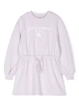Dolce & Gabbana Kids платье с логотипом, фиолетовый