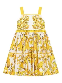 Dolce & Gabbana Kids платье с принтом Majolica, желтый
