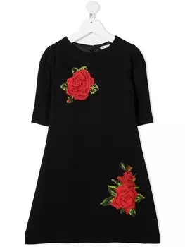 Dolce & Gabbana Kids платье с вышивкой, черный