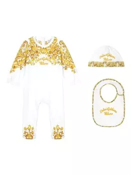 Dolce & Gabbana Kids подарочный набор из трех предметов с принтом Majolica, белый