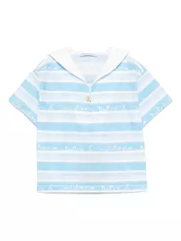 Dolce & Gabbana Kids поплиновая рубашка в полоску, синий