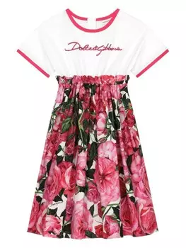 Dolce & Gabbana Kids поплиновое платье из джерси, белый