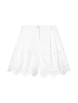 Dolce & Gabbana Kids поплиновые шорты с английской вышивкой, белый