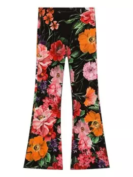 Dolce & Gabbana Kids расклешенные брюки с цветочным принтом, черный