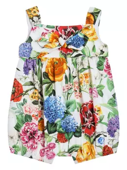 Dolce & Gabbana Kids ромпер с цветочным принтом, белый