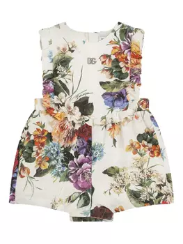 Dolce & Gabbana Kids ромпер с цветочным принтом, белый