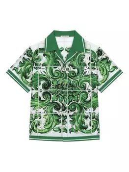 Dolce & Gabbana Kids рубашка Majolica с принтом, зеленый