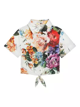 Dolce & Gabbana Kids рубашка с цветочным принтом, белый