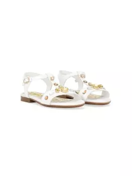 Dolce & Gabbana Kids сандалии с кристаллами и принтом Majolica, белый