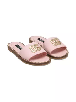 Dolce & Gabbana Kids шлепанцы с логотипом DG, розовый