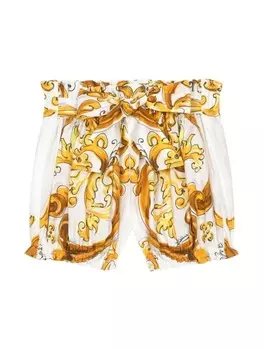 Dolce & Gabbana Kids шорты с принтом Majolica, желтый