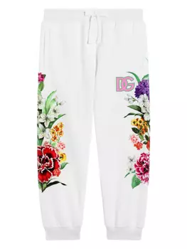 Dolce & Gabbana Kids спортивные брюки с цветочным принтом, белый